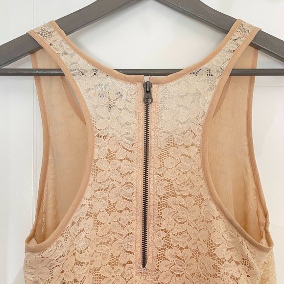 Buffalo David Bitton Lace tank with peplum cream champagne small EUC - Picture 4 of 7